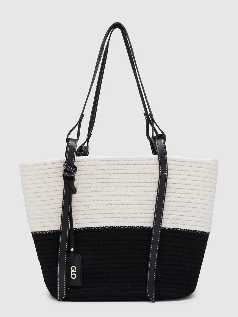 globus Globus Women Black Self Design Casual Tote Bag